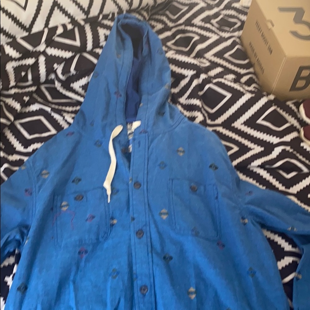 Modern amusement button down hoodie